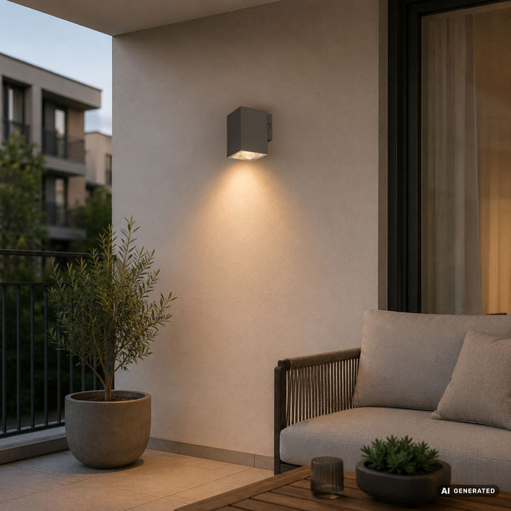 Външна стенна лампа, Urfa, LED 9 W, 900 lm, цвят 2700, 4000, 6500 K, В11,5 см, IP65, сиво-бежово, 77216
