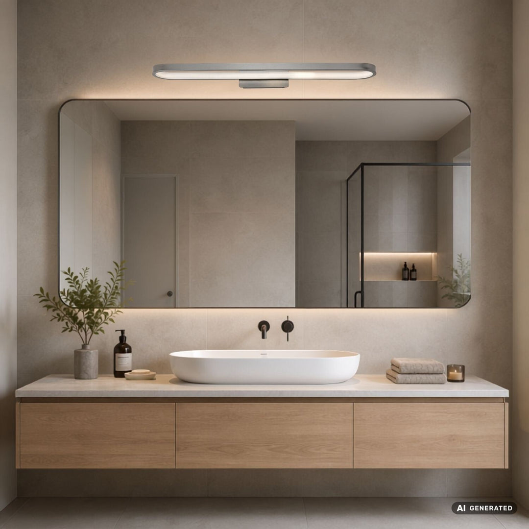 Стенна лампа за баня, Odran, LED 18 W, 1350 lm, 4000 K, дължина 60 cm, цвят „gunmetal“, IP44, 75115