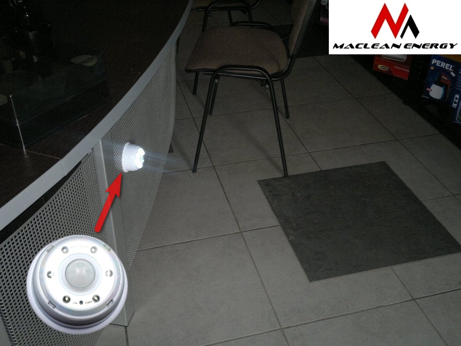 Lampă LED cu senzor de mișcare, magnet, suport, cârlig, timp de iluminare 20s 60s 90s 4xAAA Maclean Energy MCE02
