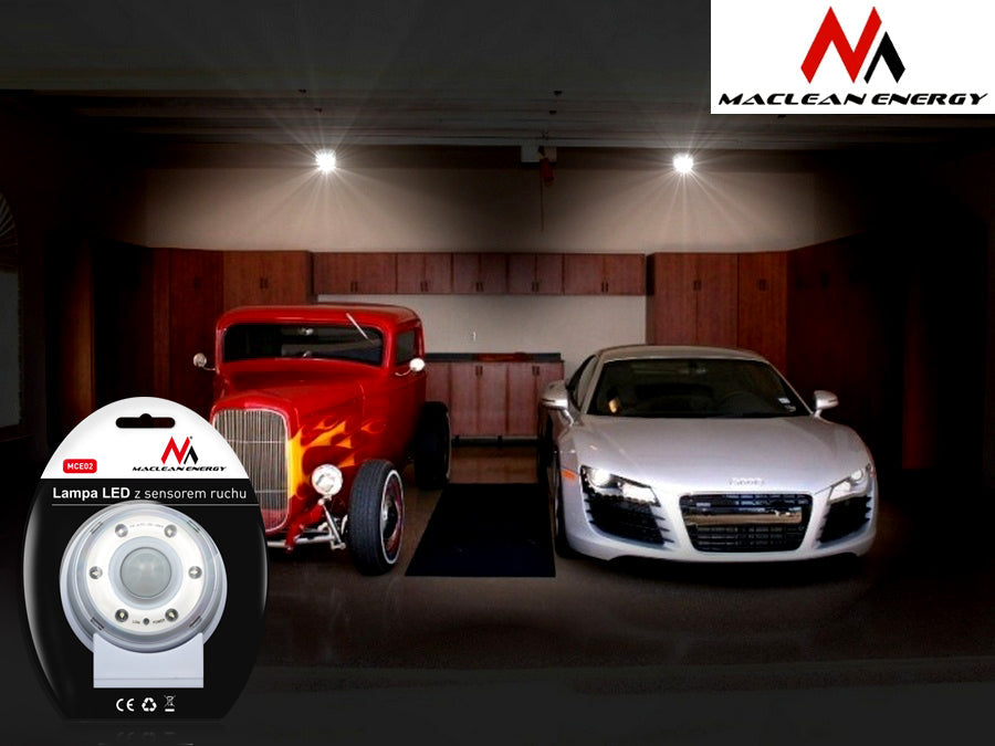 Lampă LED cu senzor de mișcare, magnet, suport, cârlig, timp de iluminare 20s 60s 90s 4xAAA Maclean Energy MCE02