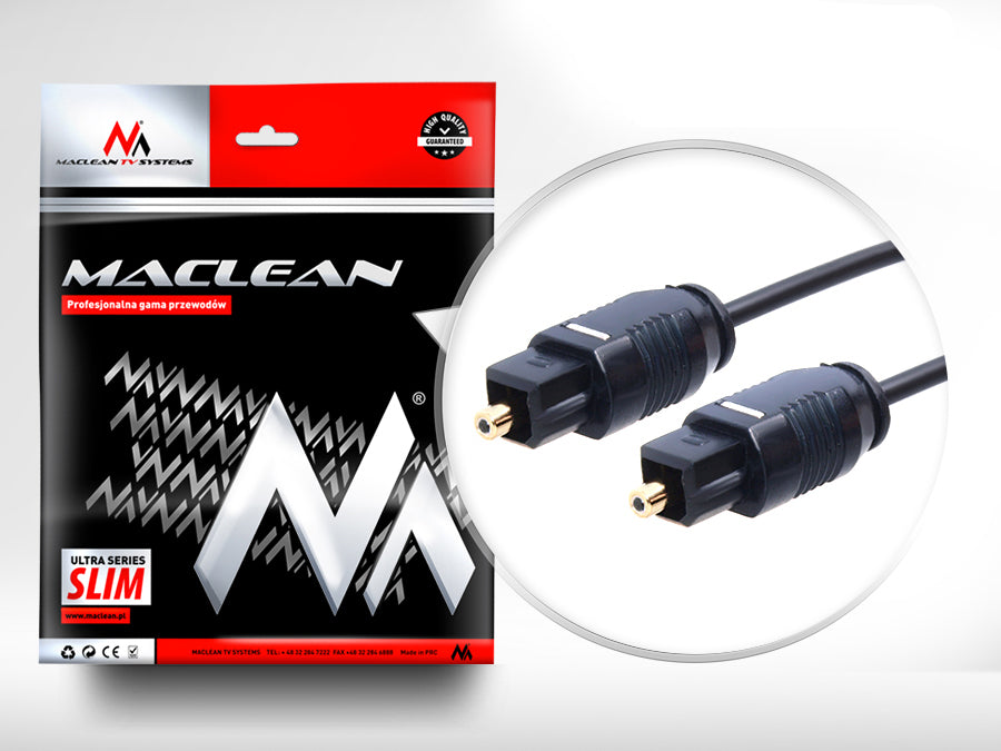 Оптичен кабел Toslink T-T ULTRA SLIM 0,5 м Maclean MCTV-750