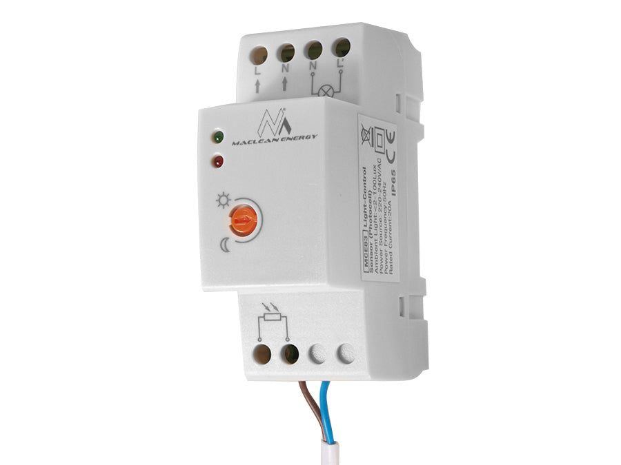Maclean сензор за залез, за DIN шина, с външен датчик, 220-240V/AC, 50Hz, 20A, MCE83