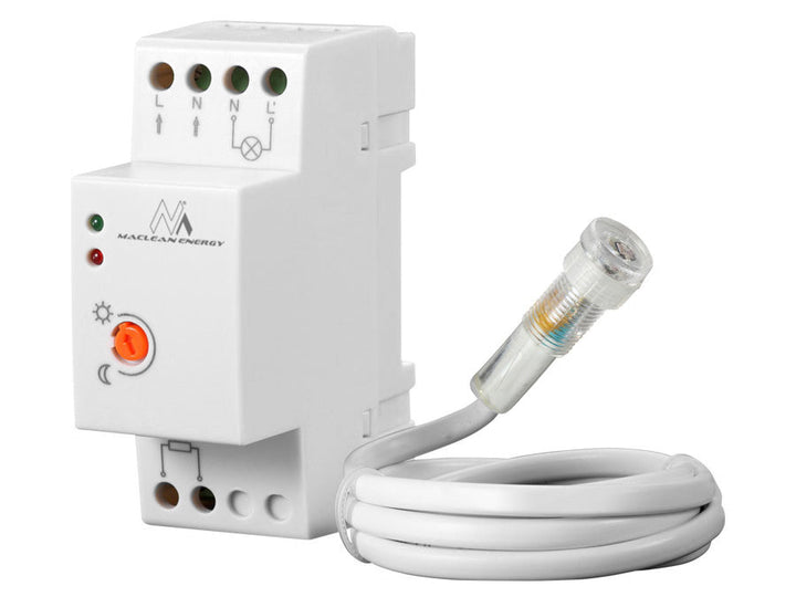 Maclean сензор за залез, за DIN шина, с външен датчик, 220-240V/AC, 50Hz, 20A, MCE83