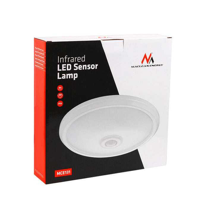 LED таванска лампа Maclean с датчик за движение, PIR сензор, обхват 6 м, 12 W, неутрално бял цвят (4000 K), MCE131
