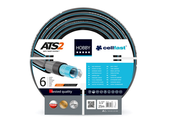 Cellfast Hobby ATS2 6-слоен градински маркуч, 1/2", 25 м
