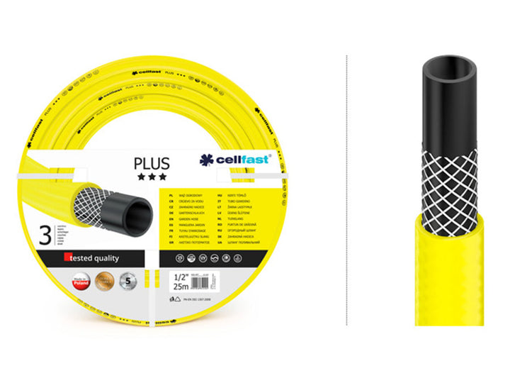 Издръжлив 3-слоен градински маркуч Cellfast Plus 1/2" 25 м