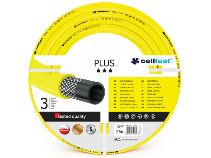 Издръжлив 3-слоен градински маркуч Cellfast Plus 3/4" 25 м