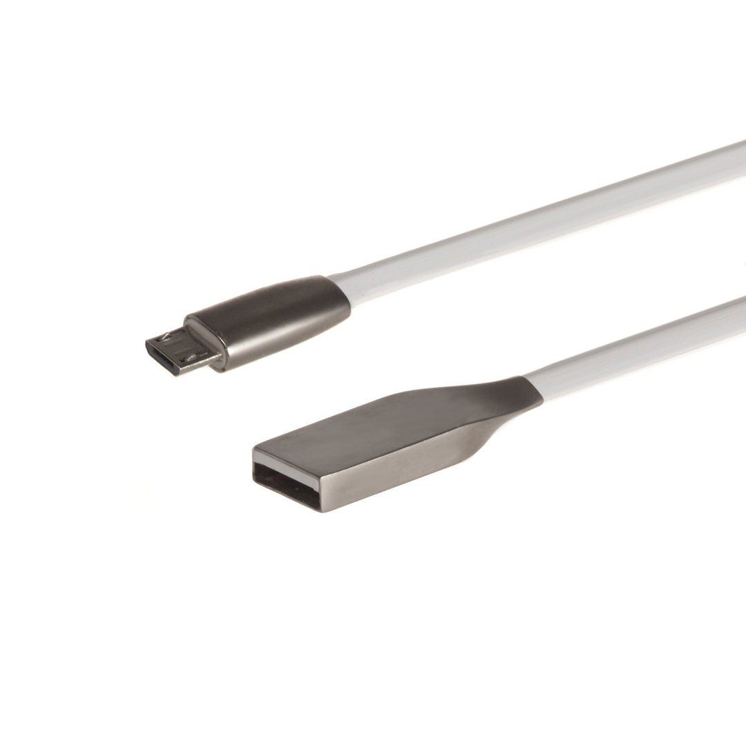 USB кабел Maclean, AM, микро плосък, без заплитане, бял, 1 м, MCTV-833W