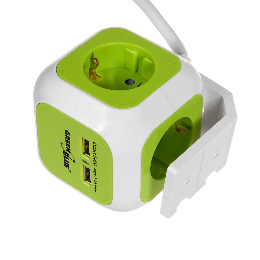 MagicCube четирикратна електрическа контактна кутия GreenBlue, 2 USB порта, 1,4 м, GB118