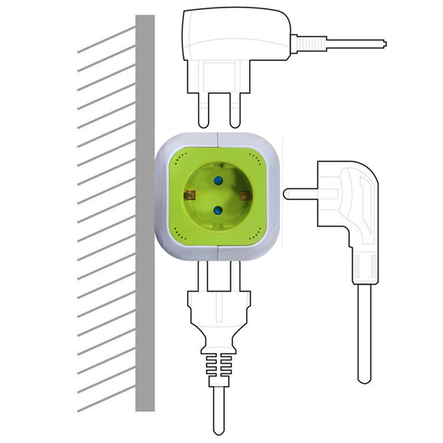 MagicCube четирикратна електрическа контактна кутия GreenBlue, 2 USB порта, 1,4 м, GB118