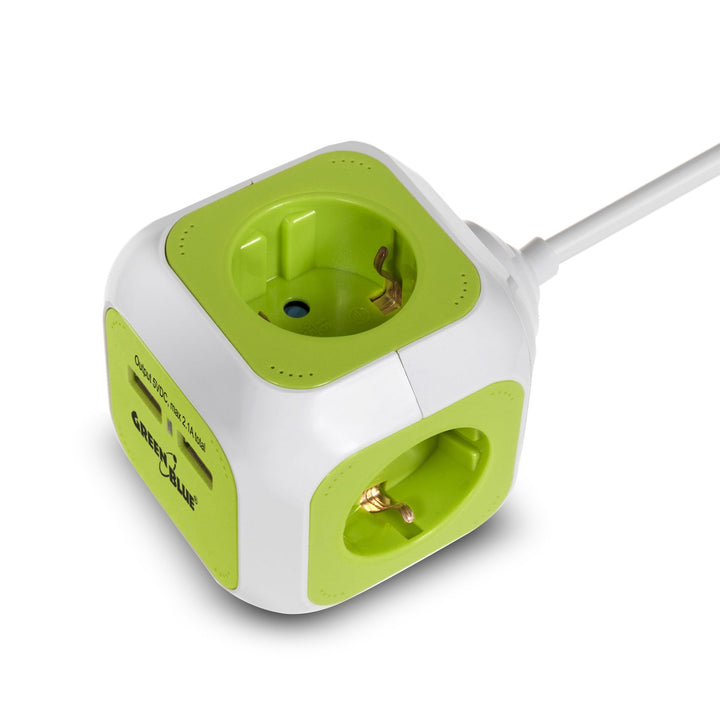 MagicCube четирикратна електрическа контактна кутия GreenBlue, 2 USB порта, 1,4 м, GB118