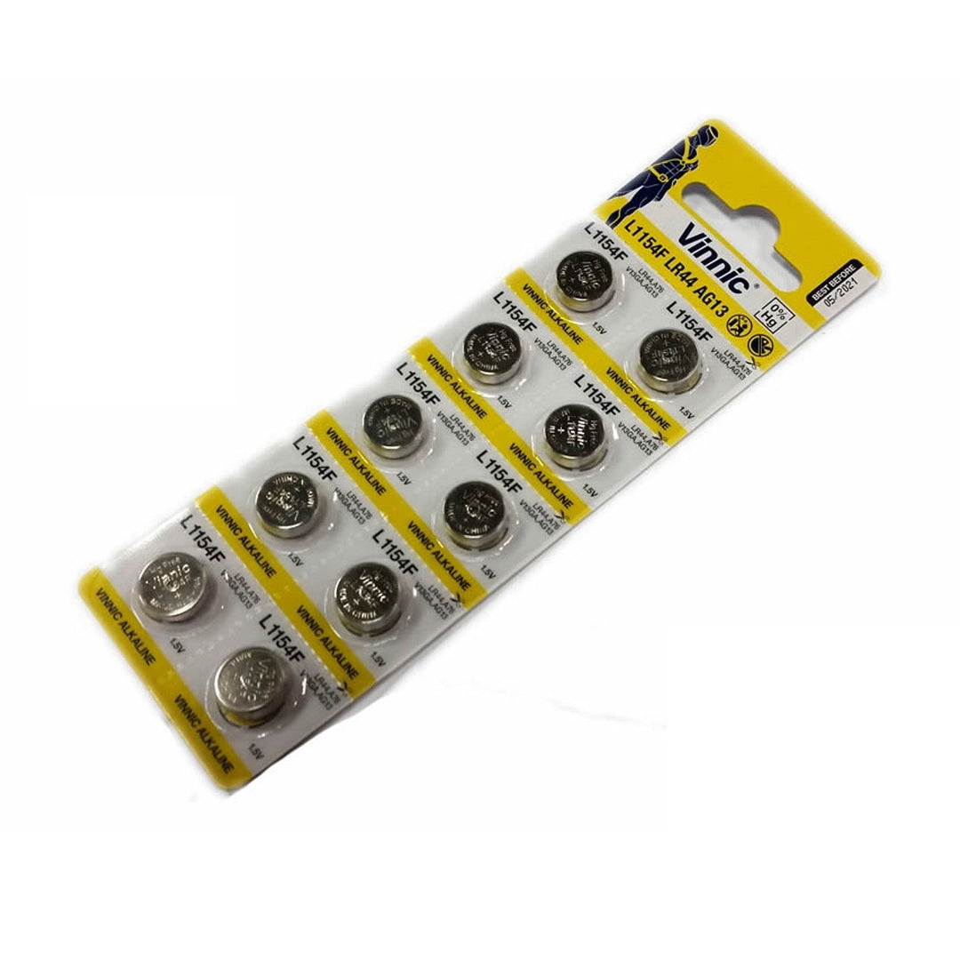 10 алкални батерии ag13 lr44 l1154 vinnic a76 за играчки