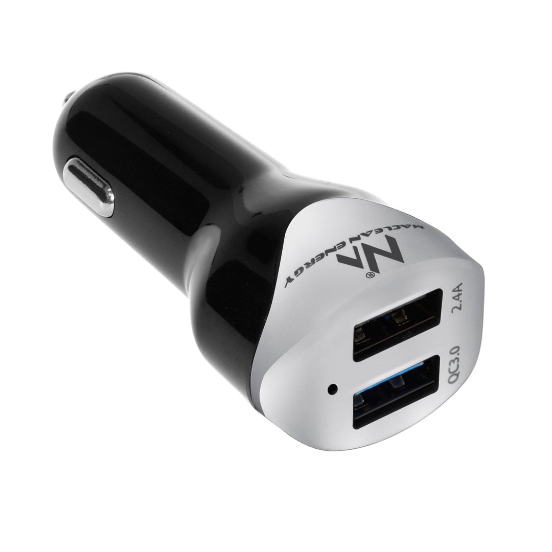 Зарядно за кола, макс. 4,8 А, 2xUSB, Maclean Energy MCE157, Qualcomm Quick Charge QC 3.0, плюс кабел 1,5 м, сребристо