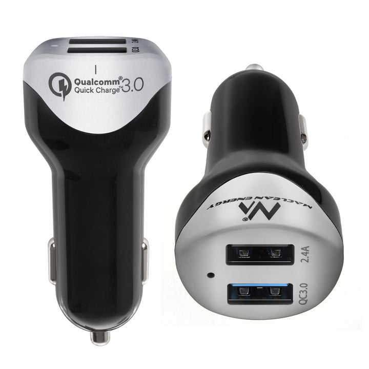 Зарядно за кола, макс. 4,8 А, 2xUSB, Maclean Energy MCE157, Qualcomm Quick Charge QC 3.0, плюс кабел 1,5 м, сребристо