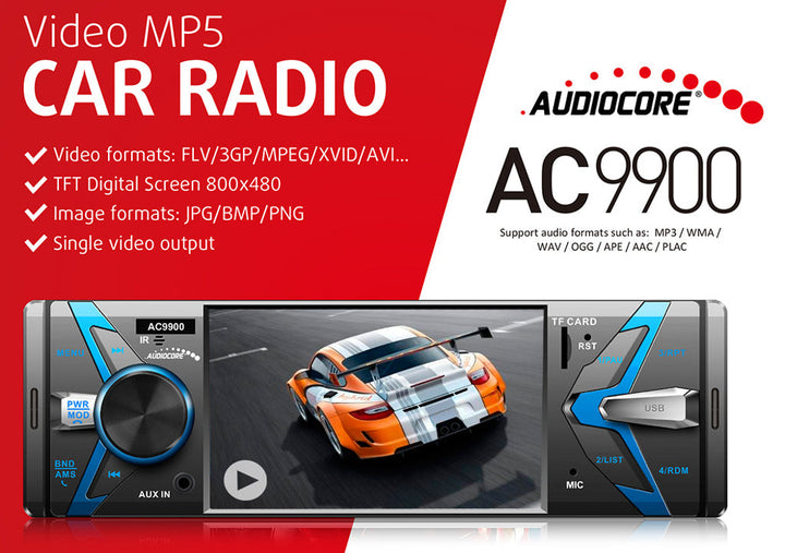 Audiocore AC9900 MP5 AVI DivX Bluetooth автомобилно радио с hands-free + дистанционно управление