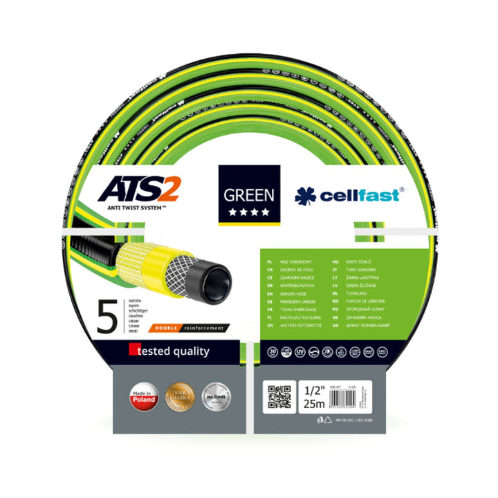Cellfast Green ATS2 5-слоен градински маркуч, 1/2", 25 м