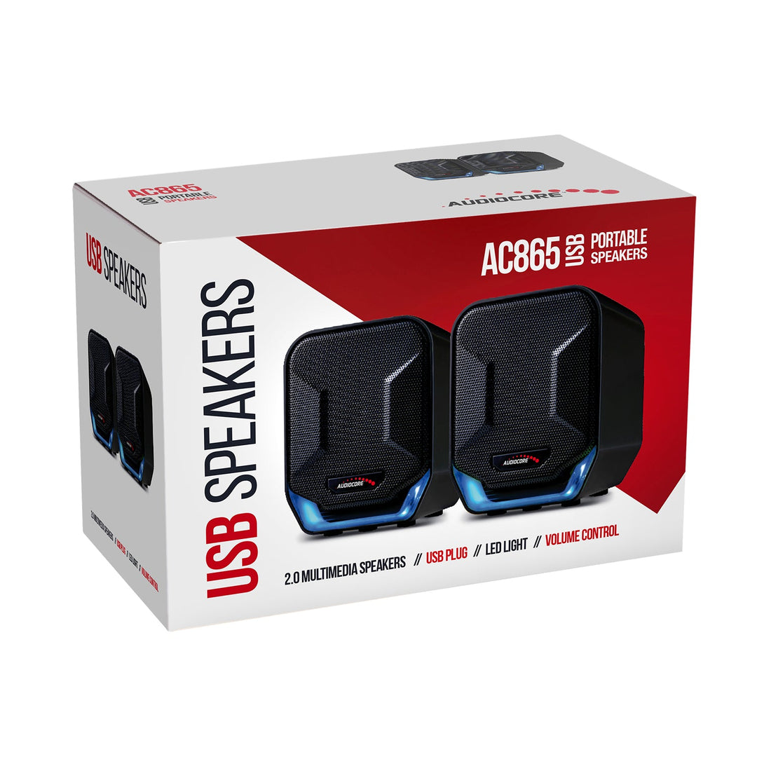 6W USB сини и черни компютърни високоговорители Audiocore AC865 B