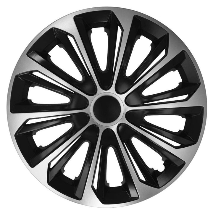 Универсални капаци за колела 15" NRM STRONG Duocolor черно и сребристо, 4 броя