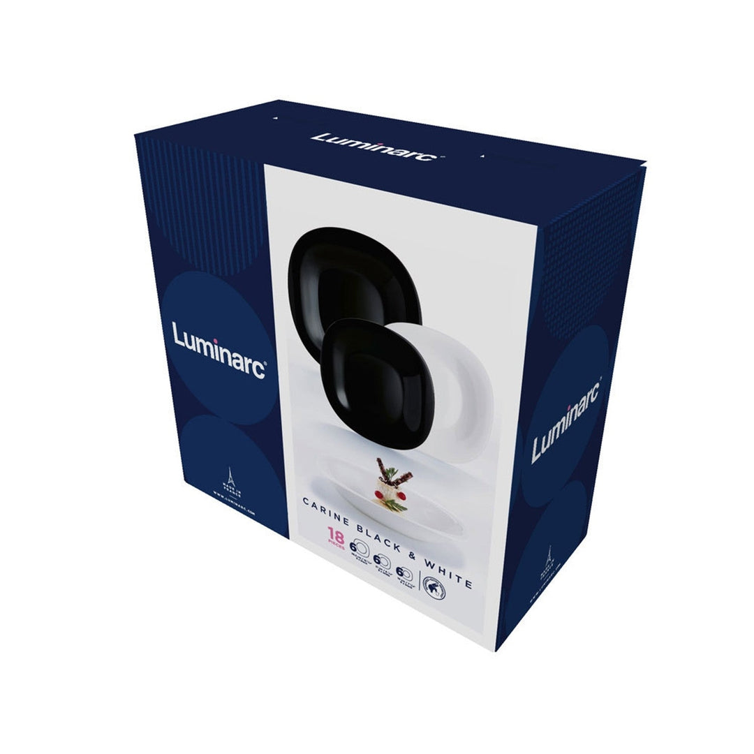 Комплект за хранене Carine Neo White & Black, 18 части, от LUMINARC