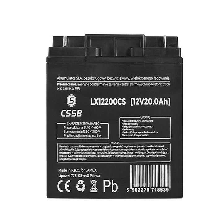 LX12200 12V 20Ah гелова батерия Размери: 74 x 164 x 178 mm
