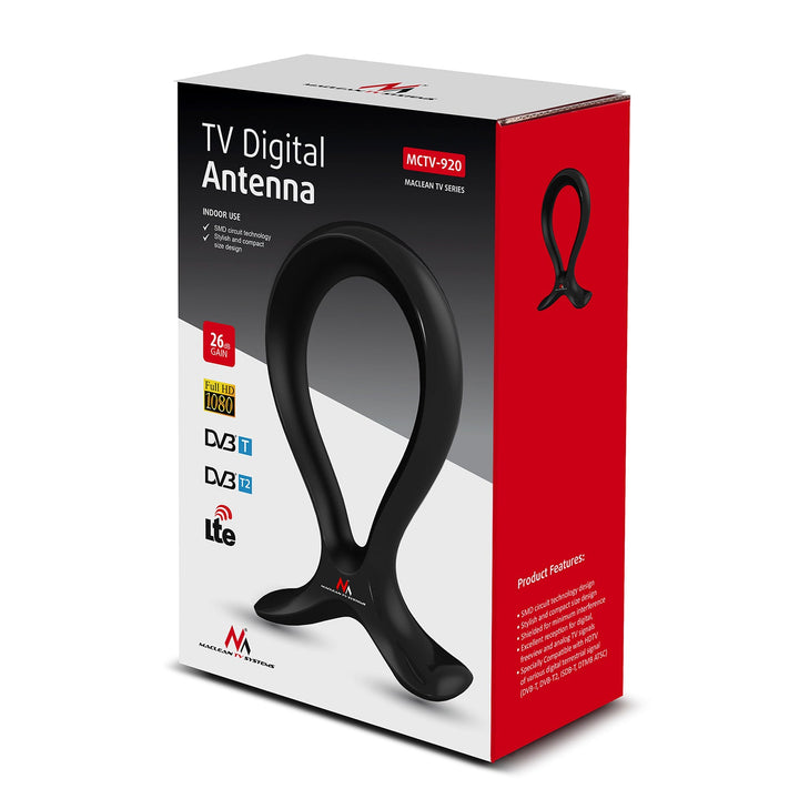 Вътрешна 2-в-1 телевизионна антена + стойка за слушалки HDTV DVB-T/T2 HEVC LTE 100dBμV