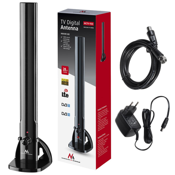 Вътрешна антена HDTV DVB-T2 HEVC LTE DAB FM 100dBμV усилвател Цифрова телевизия