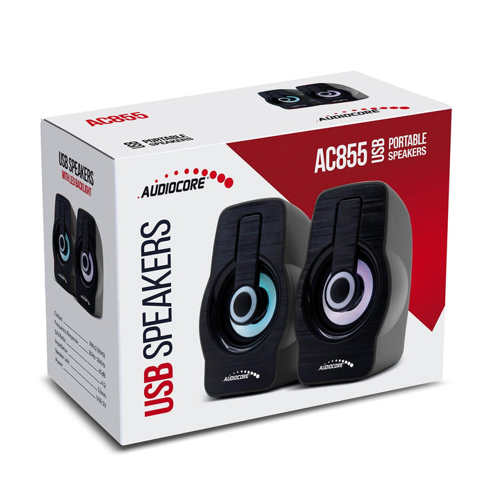 Компютърни високоговорители Audiocore, 6 W, USB, черни, AC855 B