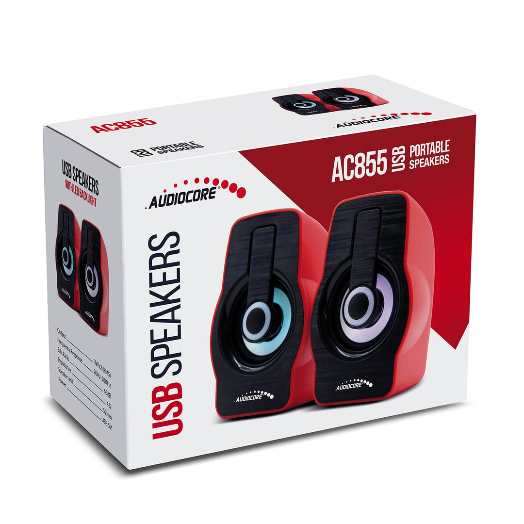 6W USB компютърни високоговорители, черни/червени Audiocore AC855 R
