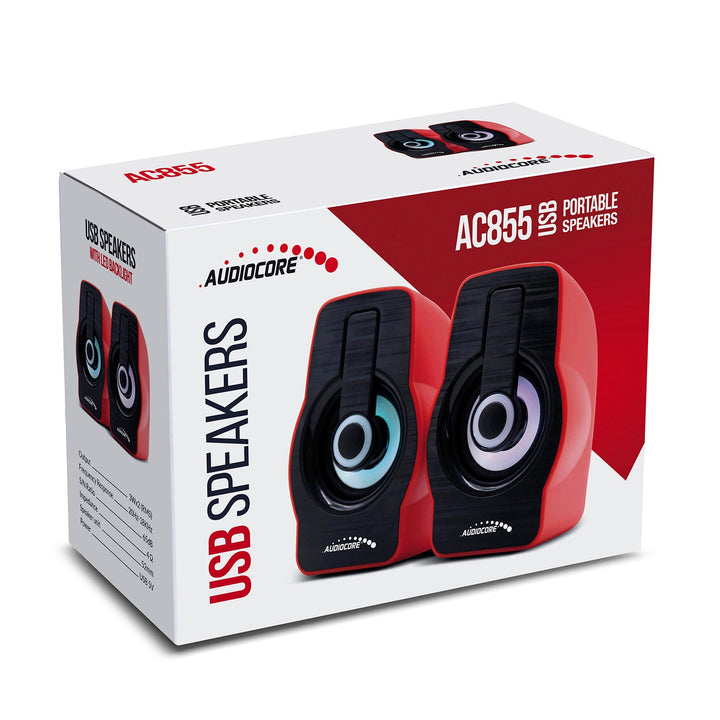 6W USB компютърни високоговорители, черни/червени Audiocore AC855 R
