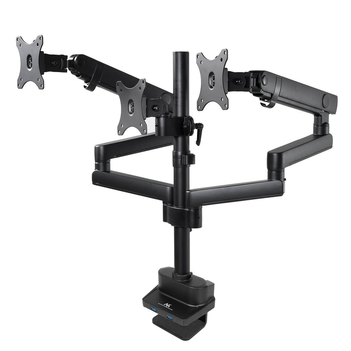 Маклин монтаж за бюро за 3 LCD монитора, VESA 75x75 и 100x100, 2x USB 3.0, 17-27", 3x7kg, MC-811
