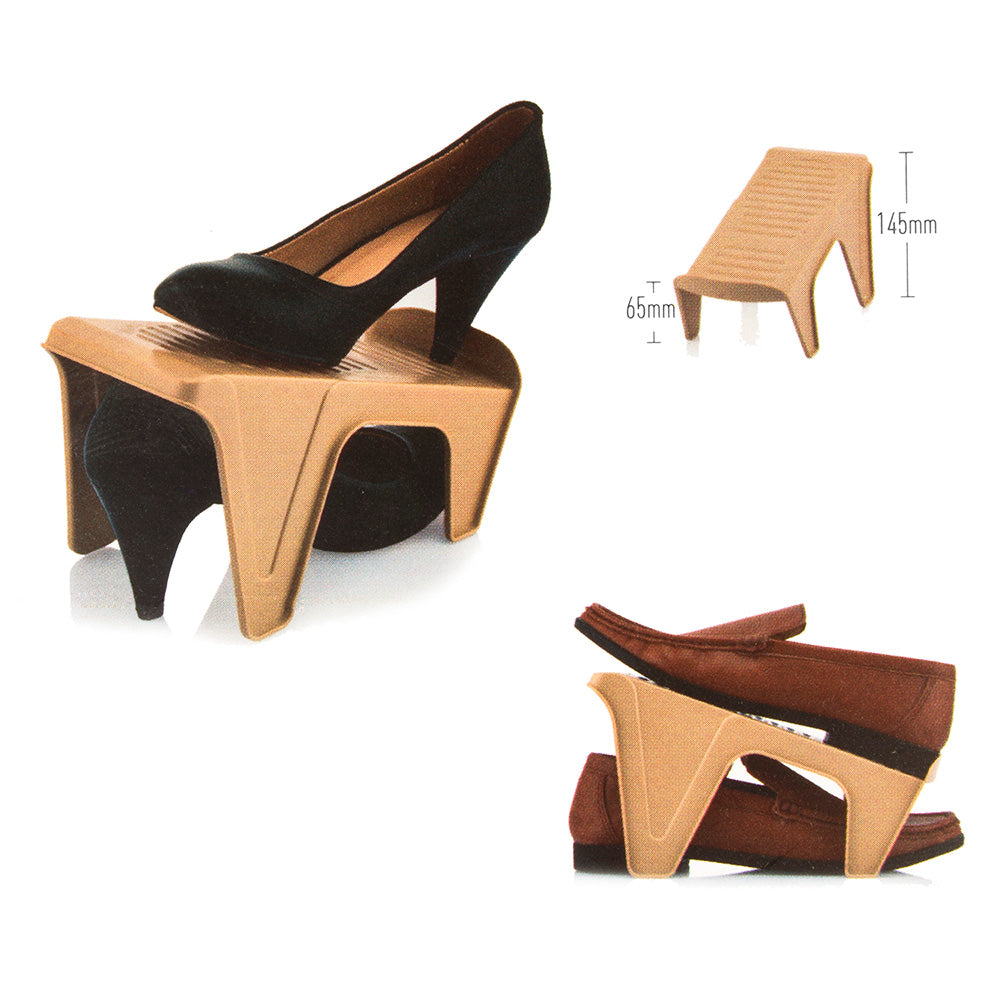 Set de suport organizator 4x pentru pantofi Dunya - culoare crem