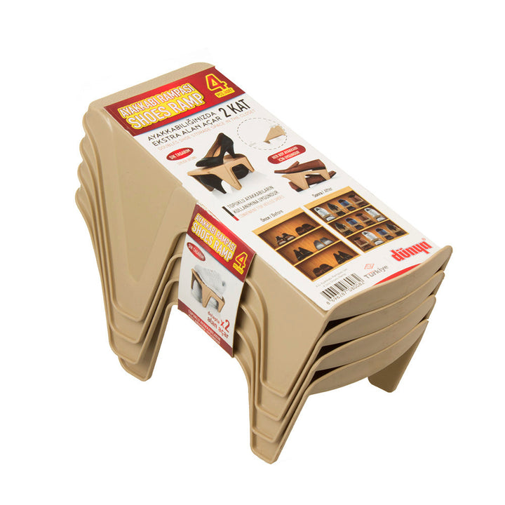 Set de suport organizator 4x pentru pantofi Dunya - culoare crem