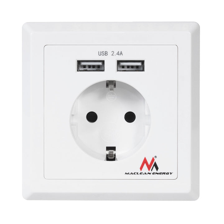 Schuko контакт Стена контакт с 2x USB 2.4A зарядни портове 2x USB зарядни портове USB Schuko предпазен щепсел ...
