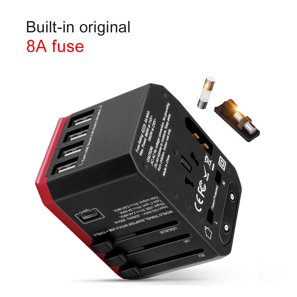 Adaptor de călătorie / încărcător Maclean MCE23 4xUSB USB-C încărcare rapidă pentru 150 de țări din întreaga lume