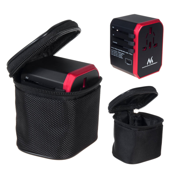 Adaptor de călătorie / încărcător Maclean MCE23 4xUSB USB-C încărcare rapidă pentru 150 de țări din întreaga lume