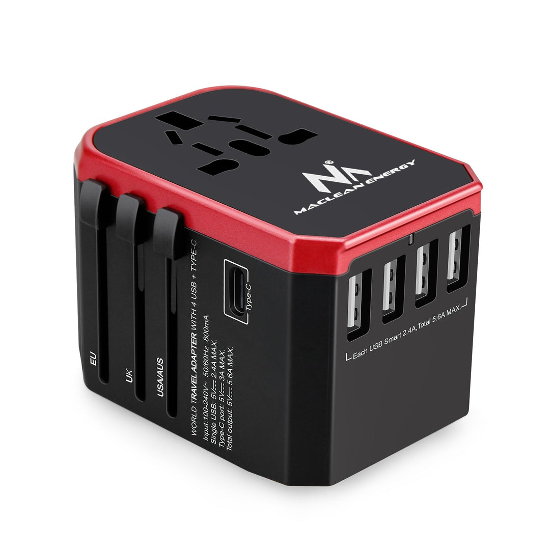 Adaptor de călătorie / încărcător Maclean MCE23 4xUSB USB-C încărcare rapidă pentru 150 de țări din întreaga lume