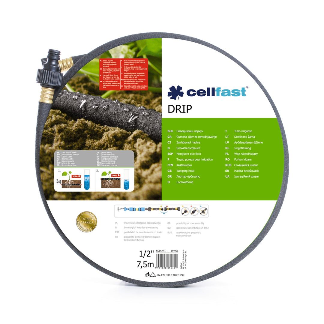 Furtun Cellfast Drip 1/2" 7,5 m - Udarea economică și precisă a plantelor