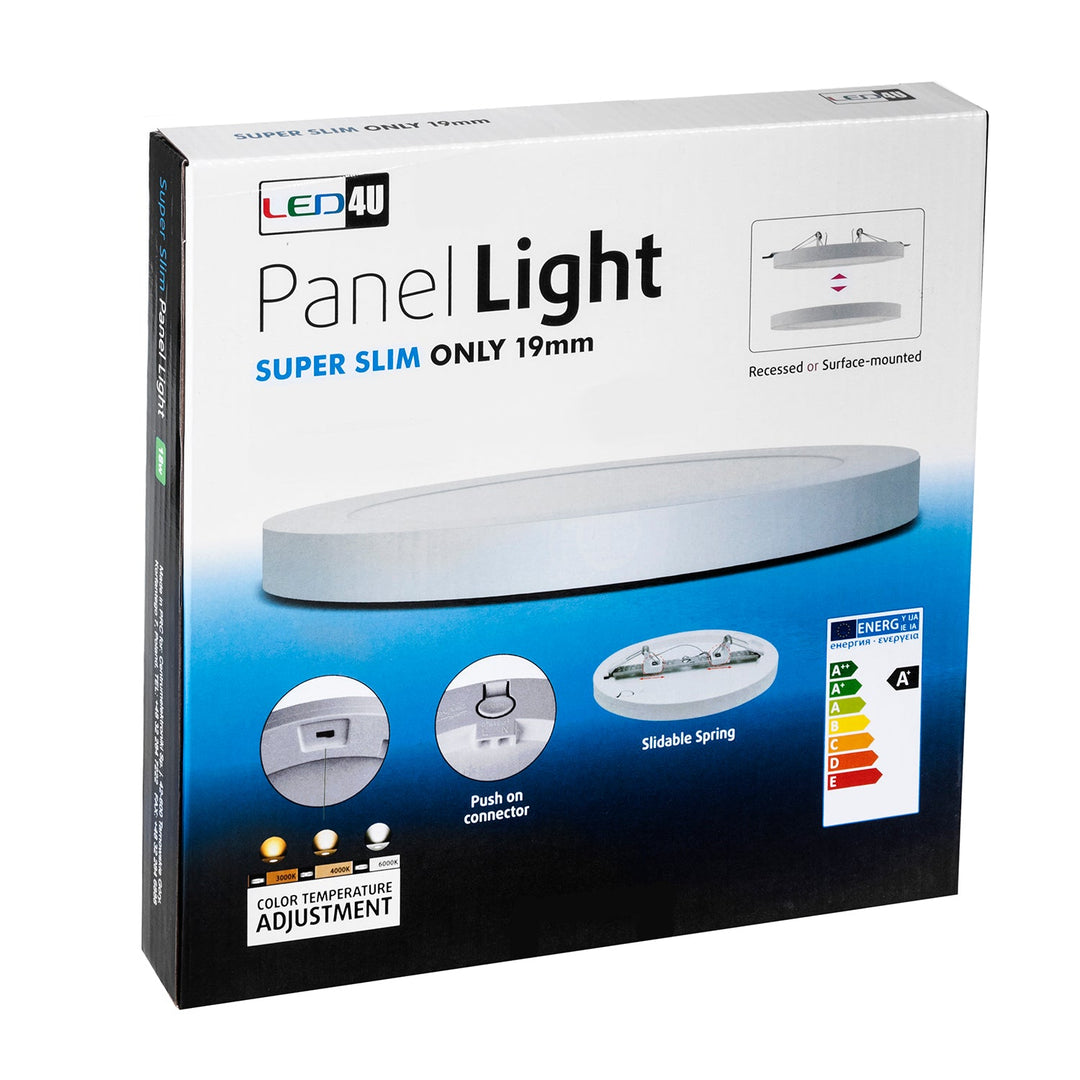 6-в-1 LED тавански панел, вграден, ултра-тънък, 18W, 3 цвята (WW, NW, CW) Led4U LD130 вграден захранващ блок