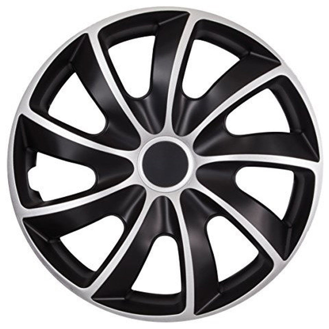 Универсални капаци за колела 13" NRM QUAD BICOLOR черни и сребристи, 4 броя