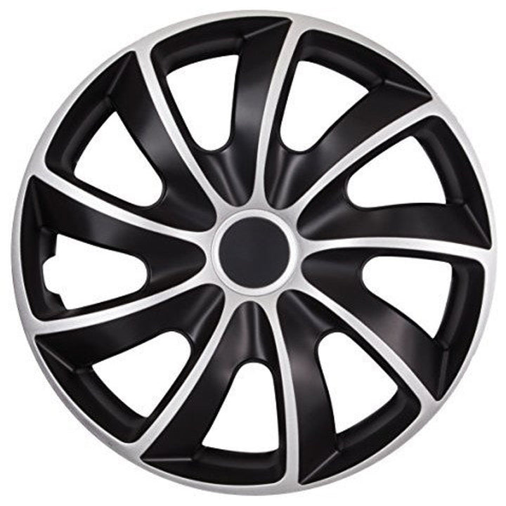 Универсални капаци за колела 13" NRM QUAD BICOLOR черни и сребристи, 4 броя
