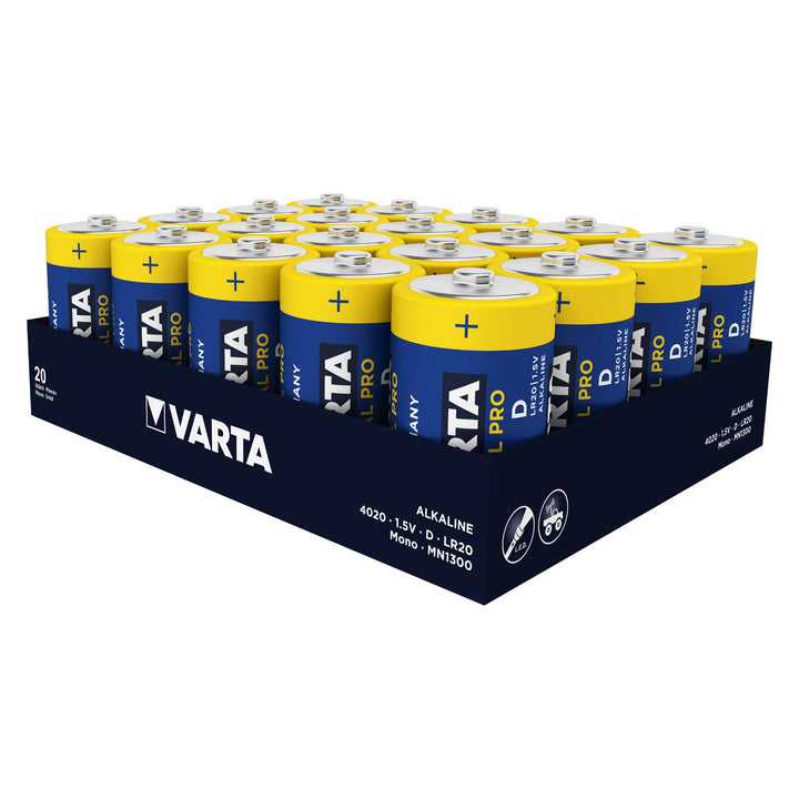 20x Varta Industrial R20/D алкални батерии Фолио