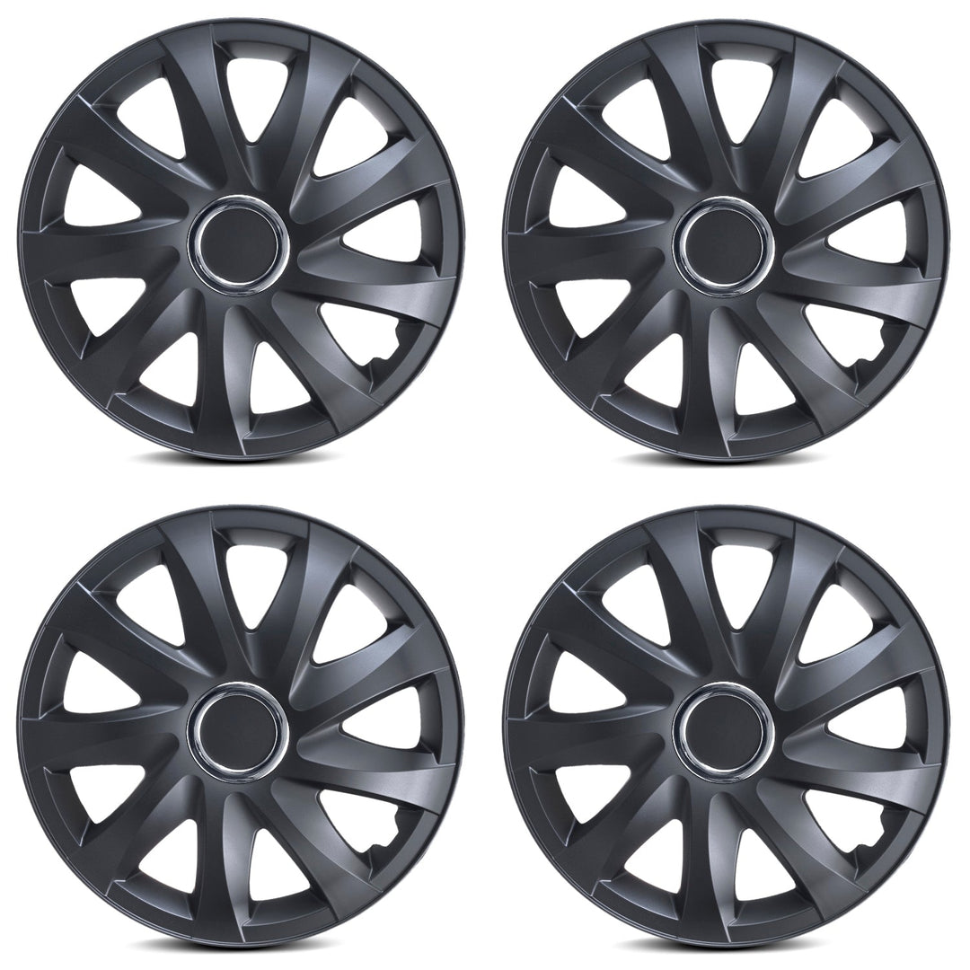 Универсални капаци за колела 16" NRM DRIFT черни матови, 4 броя
