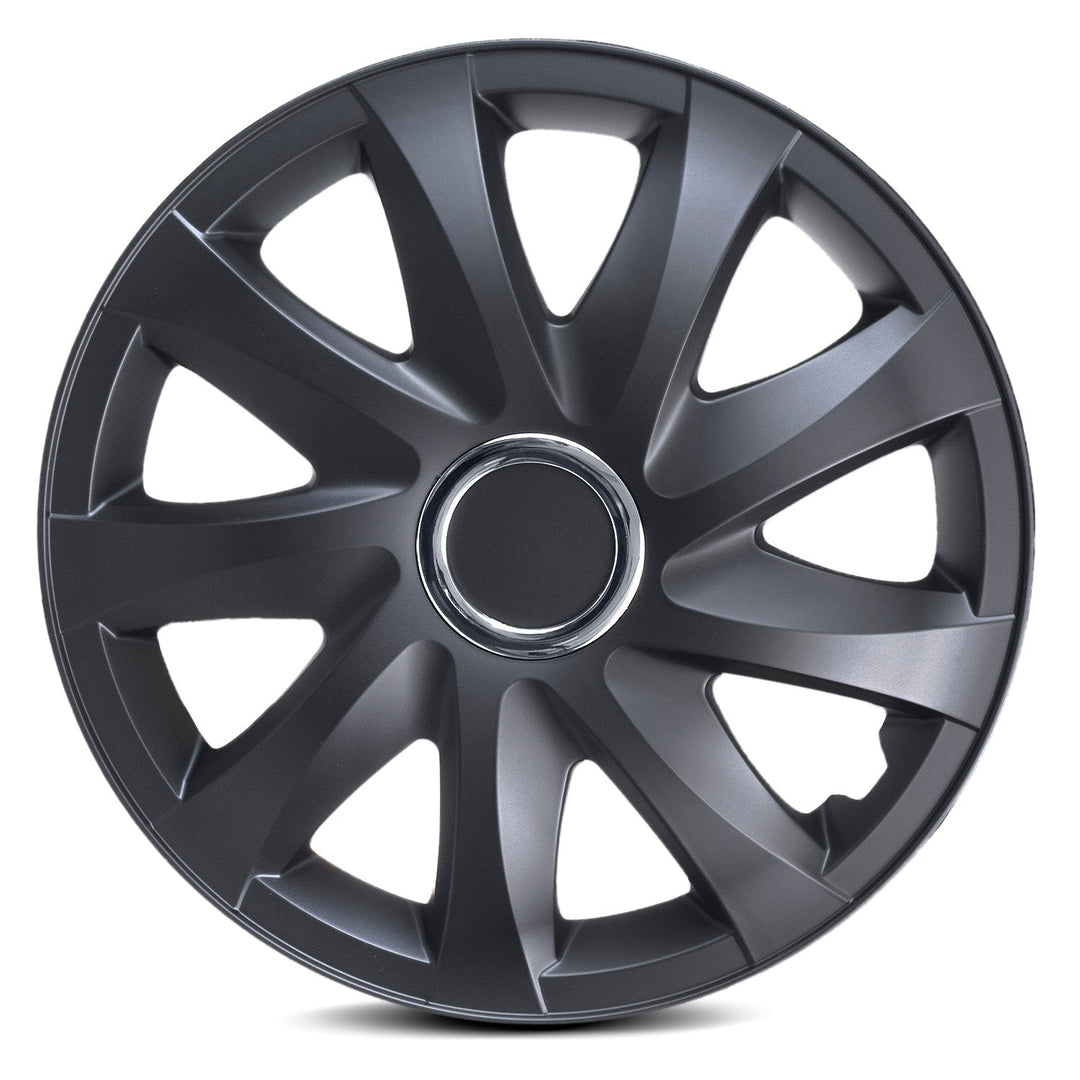 Универсални капаци за колела 16" NRM DRIFT черни матови, 4 броя