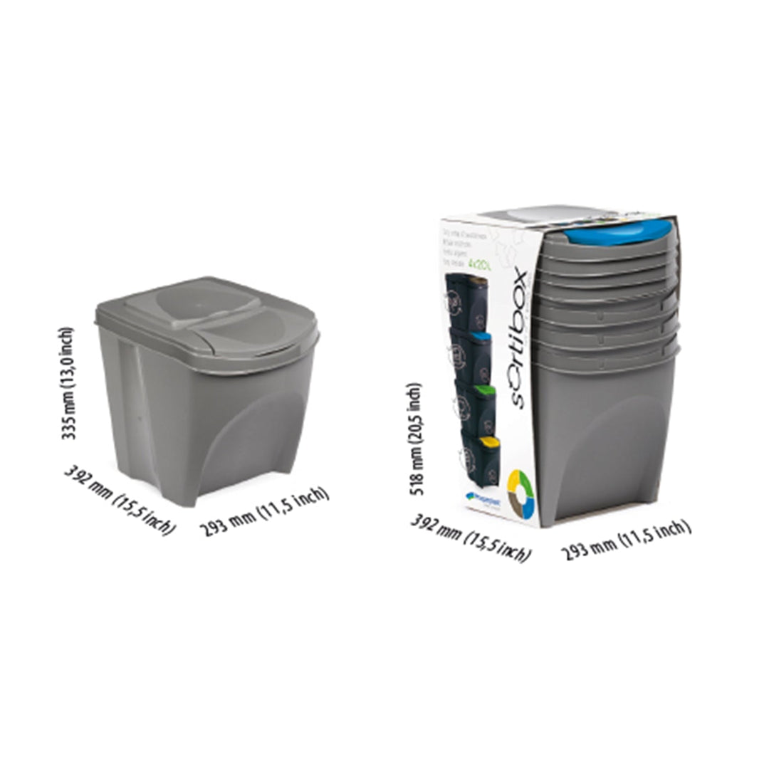 Sortibox 4x25L комплект сиви кошчета за сортиране на отпадъци