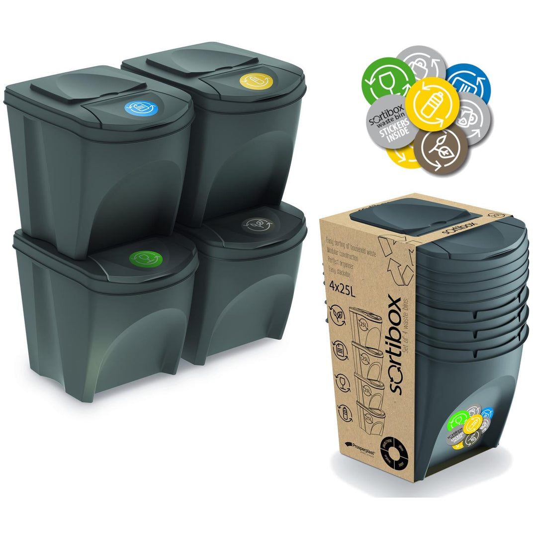 Sortibox 4x25L комплект сиви кошчета за сортиране на отпадъци