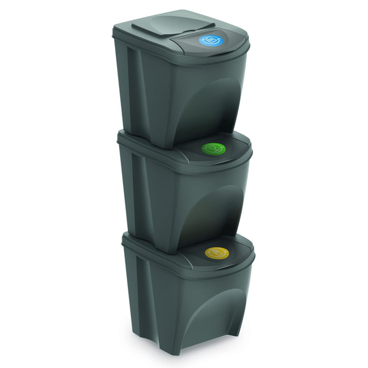 Sortibox 3x25L комплект сиви кошчета за сортиране на отпадъци