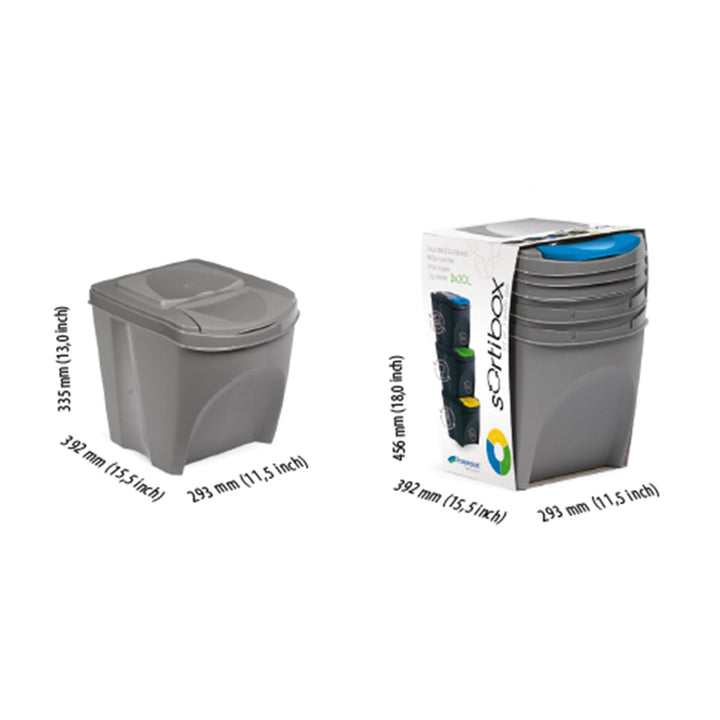 Sortibox 3x25L комплект сиви кошчета за сортиране на отпадъци