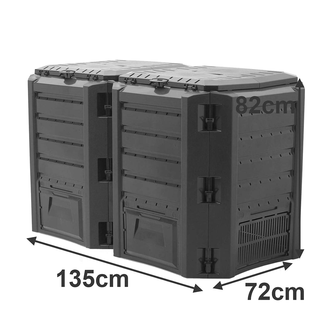 COMPOSTER Compost dublu modular 800 litri negru CALITATE FIABILĂ