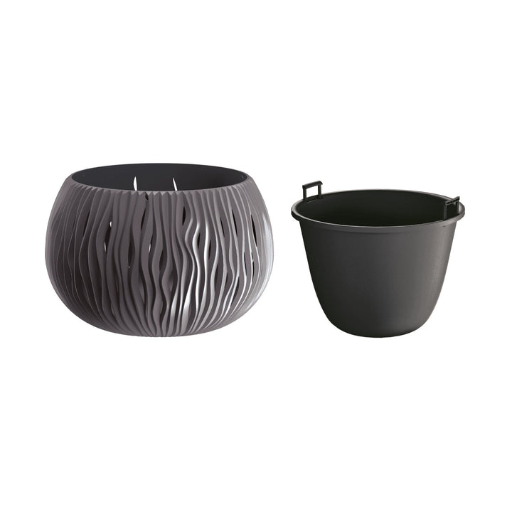Ghiveci cu inserție Prosperplast Sandy Bowl DSK290 S433 antracit