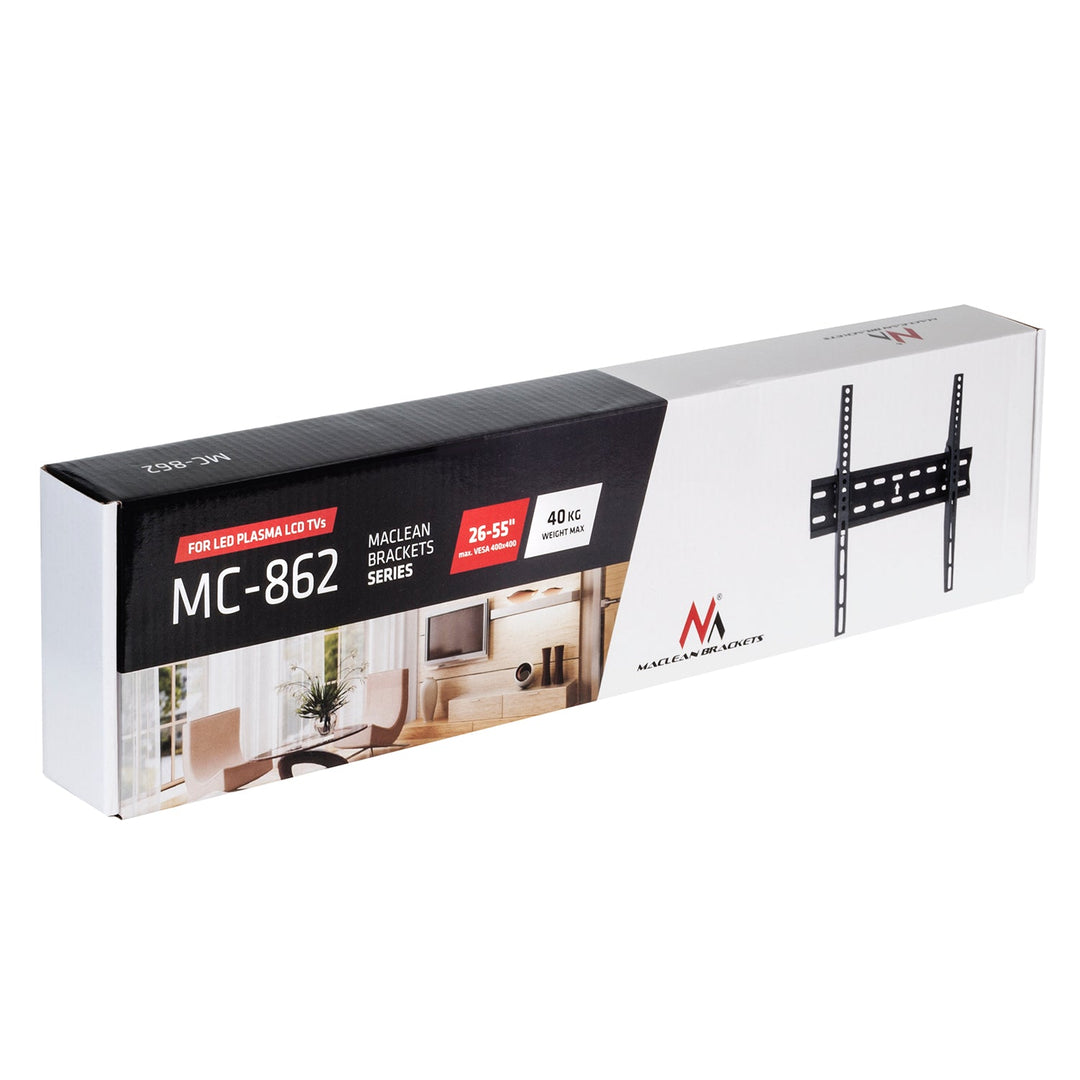 Maclean MC-862 универсален телевизионен монтаж за телевизори 26-55", 40 кг, черен, макс. VESA 400x400